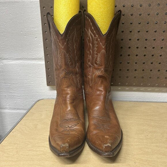 Dan Post Brown Leather Pull On Western Women’s Cowgirl Boots Size 9.5 M 3444 - Picture 2 of 9